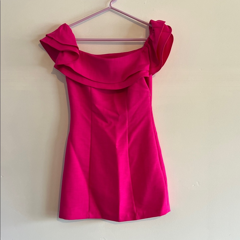 Topshop Fuchsia One Shoulder Dress
